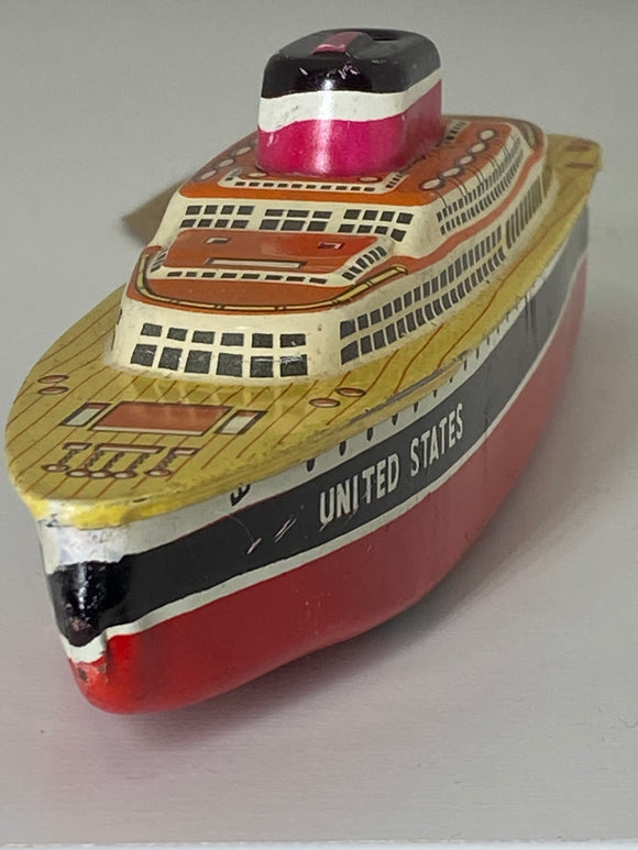 1950s Japanese Tin Plate Toy Cruise Liner by MASUYA – Friction Driven