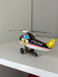 Vintage 1960s Japanese Tinplate Friction Toy Police Helicopter – Lithographed Design