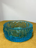 1970s Whitefriars Kingfisher Turquoise Bowl – Textured Bark Effect Glass