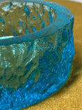 1970s Whitefriars Kingfisher Turquoise Bowl – Textured Bark Effect Glass