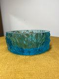 1970s Whitefriars Kingfisher Turquoise Bowl – Textured Bark Effect Glass