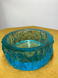 1970s Whitefriars Kingfisher Turquoise Bowl – Textured Bark Effect Glass