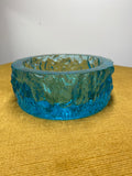 1970s Whitefriars Kingfisher Turquoise Bowl – Textured Bark Effect Glass