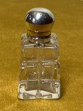 Small Victorian quality pressed glass scent bottle with sterling silver top.