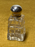 Small Victorian quality pressed glass scent bottle with sterling silver top.