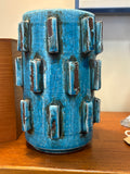Turquoise Crackle Glaze Vase, Scandinavian Mid Century Style, 17cm
