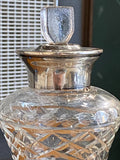 Edwardian pressed glass scent bottle with sterling silver neck