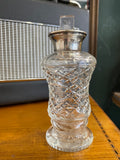 Edwardian pressed glass scent bottle with sterling silver neck