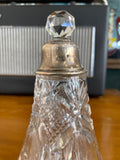 Victorian perfume bottle with sterling silver collar.