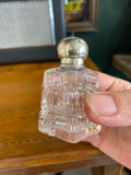 Small Victorian quality pressed glass scent bottle with sterling silver top.