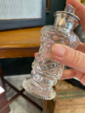 Edwardian pressed glass scent bottle with sterling silver neck