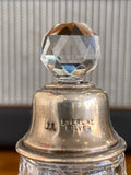 Victorian perfume bottle with sterling silver collar.