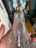 Victorian perfume bottle with sterling silver collar.