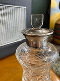 Edwardian pressed glass scent bottle with sterling silver neck