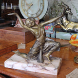 Art Deco spelter dancer on marble base