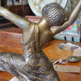 1920s Art Deco Exotic Dancer – Gilt Spelter Figure on Marble Base