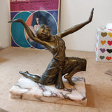 Art Deco spelter dancer on marble base