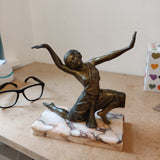 Art Deco spelter dancer on marble base