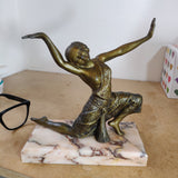 1920s Art Deco Exotic Dancer – Gilt Spelter Figure on Marble Base