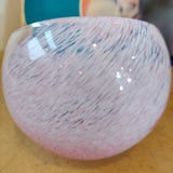 Vintage Caithness Glass Bowl – Light Pink with Angled Opening